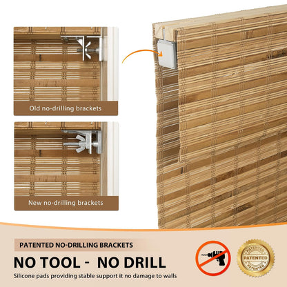 No-Drill Cordless Bamboo Roman Shades