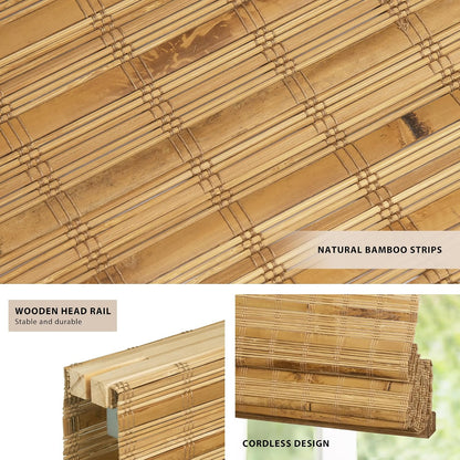 No-Drill Cordless Bamboo Roman Shades