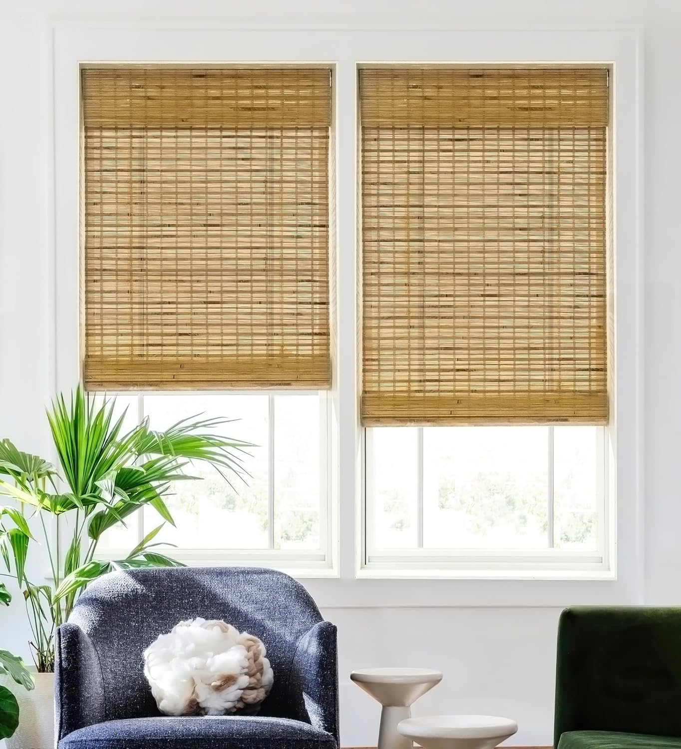 No-Drill Cordless Bamboo Roman Shades
